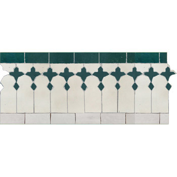 Mosaic House Moroccan tile Zanar 1-24 Alt White,   Sea Green,    solid zellige, mosaic, zellij, border, glaze, traditional, classic 